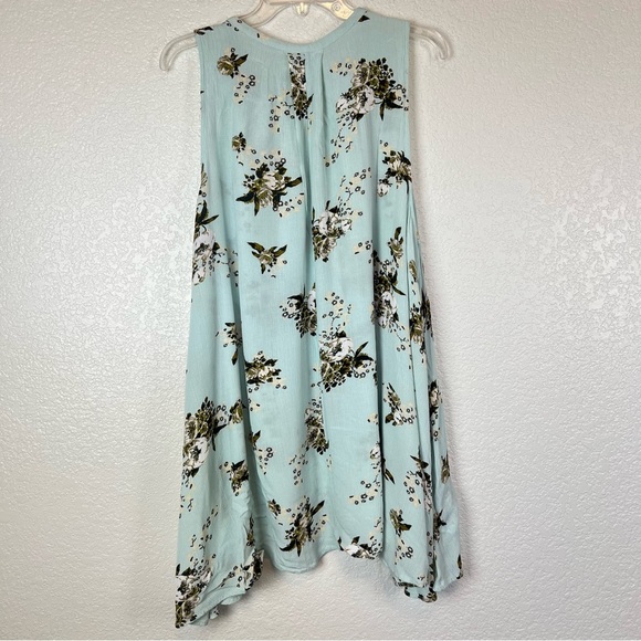 Free People Floral Mint Green Tree Swing Trapeze Sleeveless Tunic Dress Medium - Picture 7 of 10